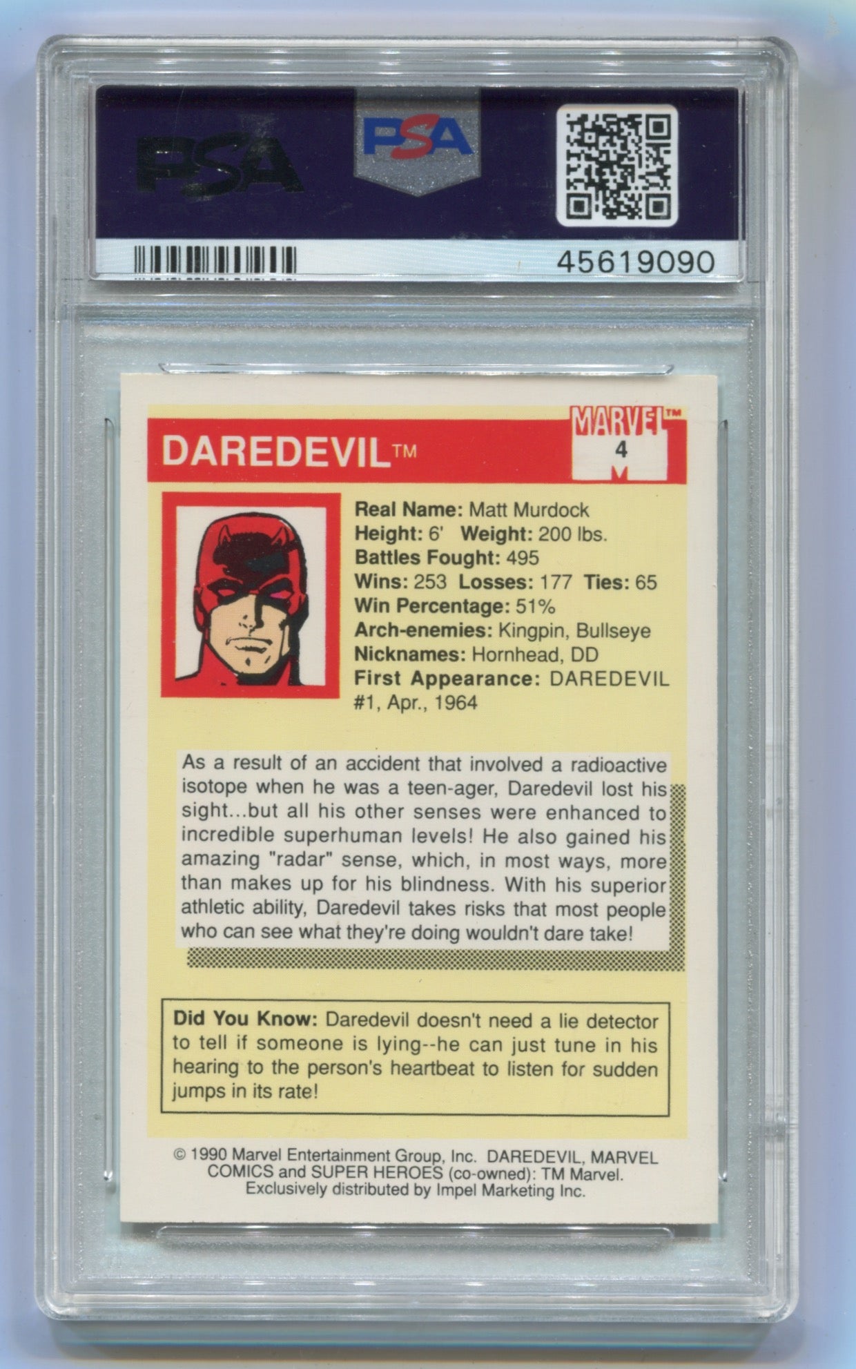 1990 Marvel Universe #4 Daredevil PSA 10