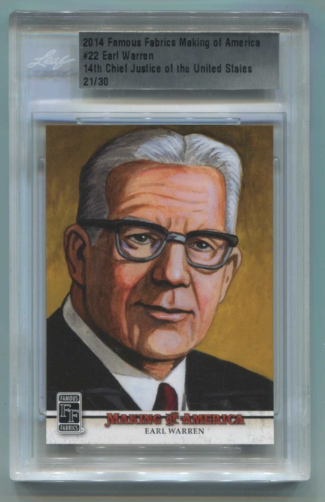 2014 Leaf Famous Fabrics Making of America #22 Earl Warren #21/30