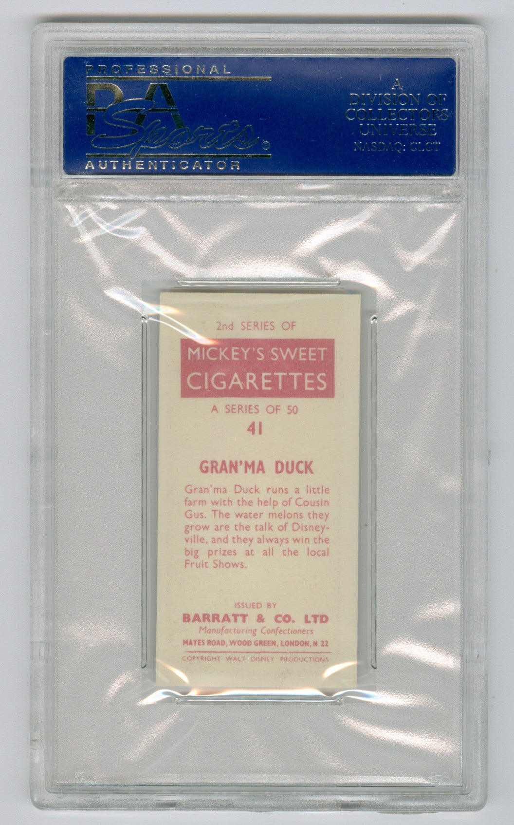 1957 Barratt & Co. Ltd. Walt Disney Characters #41 Gran'Ma Duck PSA 5