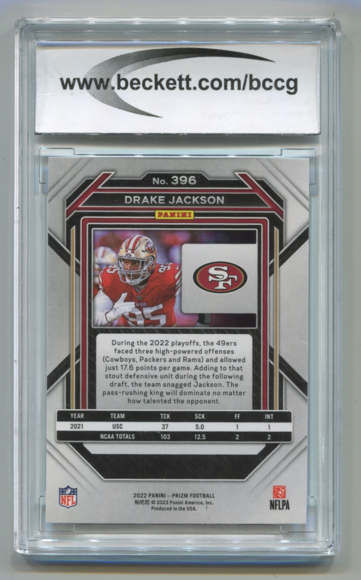 2022 Panini Prizm #396 Drake Jackson BCCG 10 (Rookie)