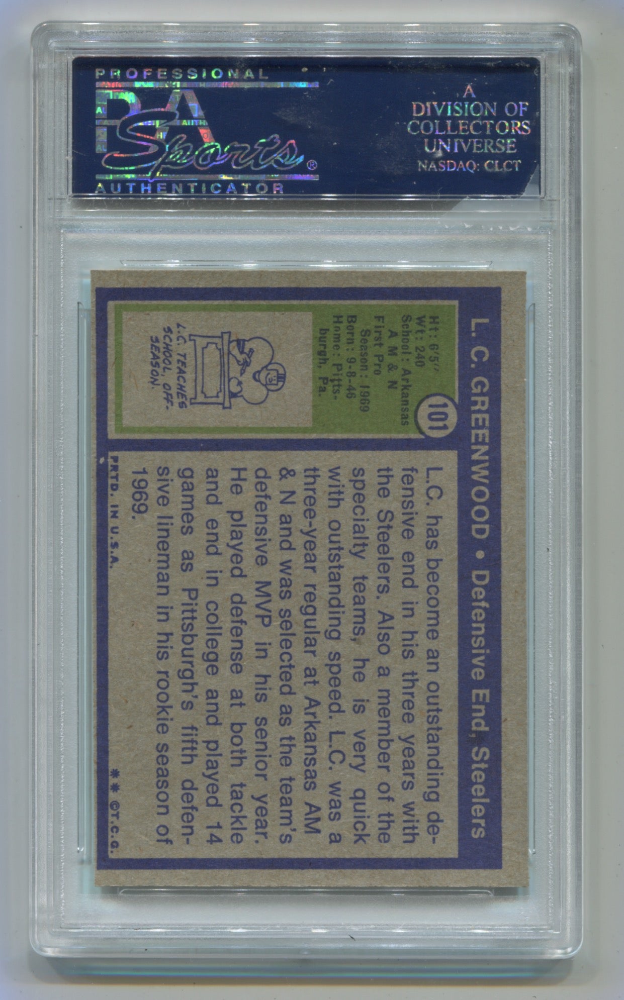 1972 Topps #101 L.C. Greenwood PSA 9 (oc) (Rookie)