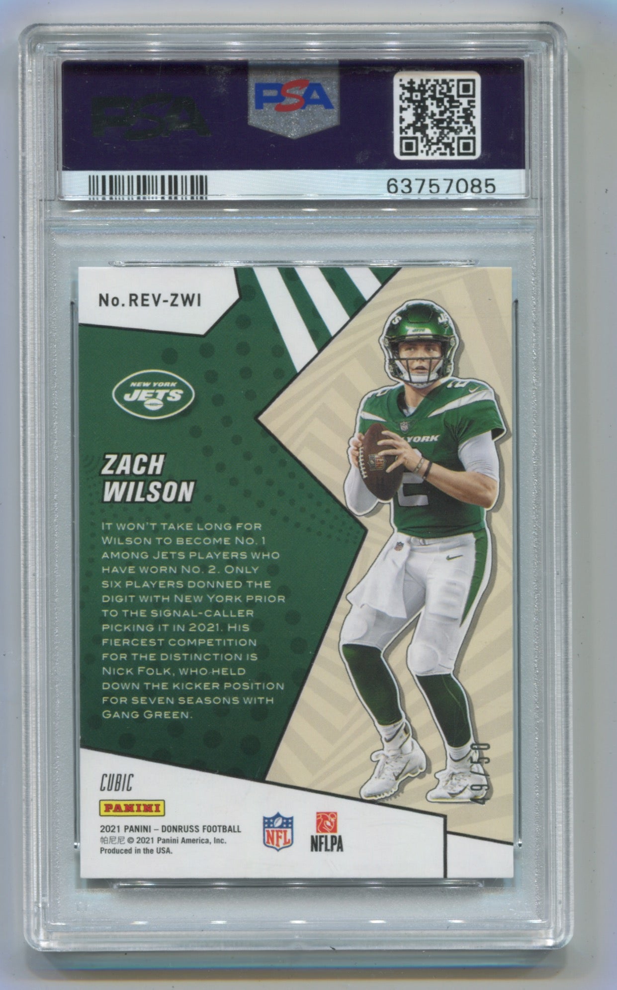 2021 Donruss Rookie Revolution Cubic #REVZWI Zach Wilson #49/50 PSA 10 (Rookie)