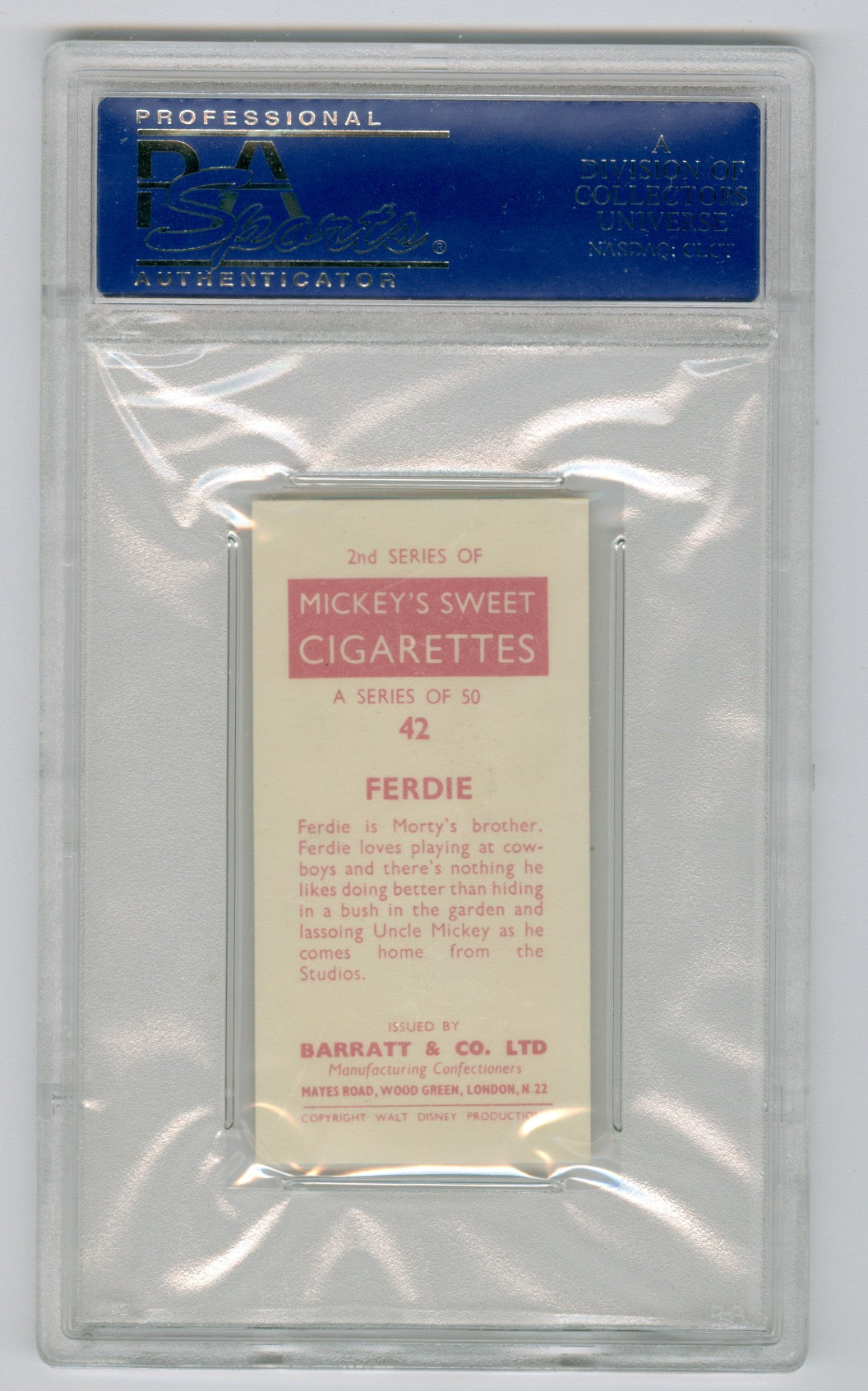 1957 Barratt & Co. Ltd. Walt Disney Characters #42 Ferdie PSA 5