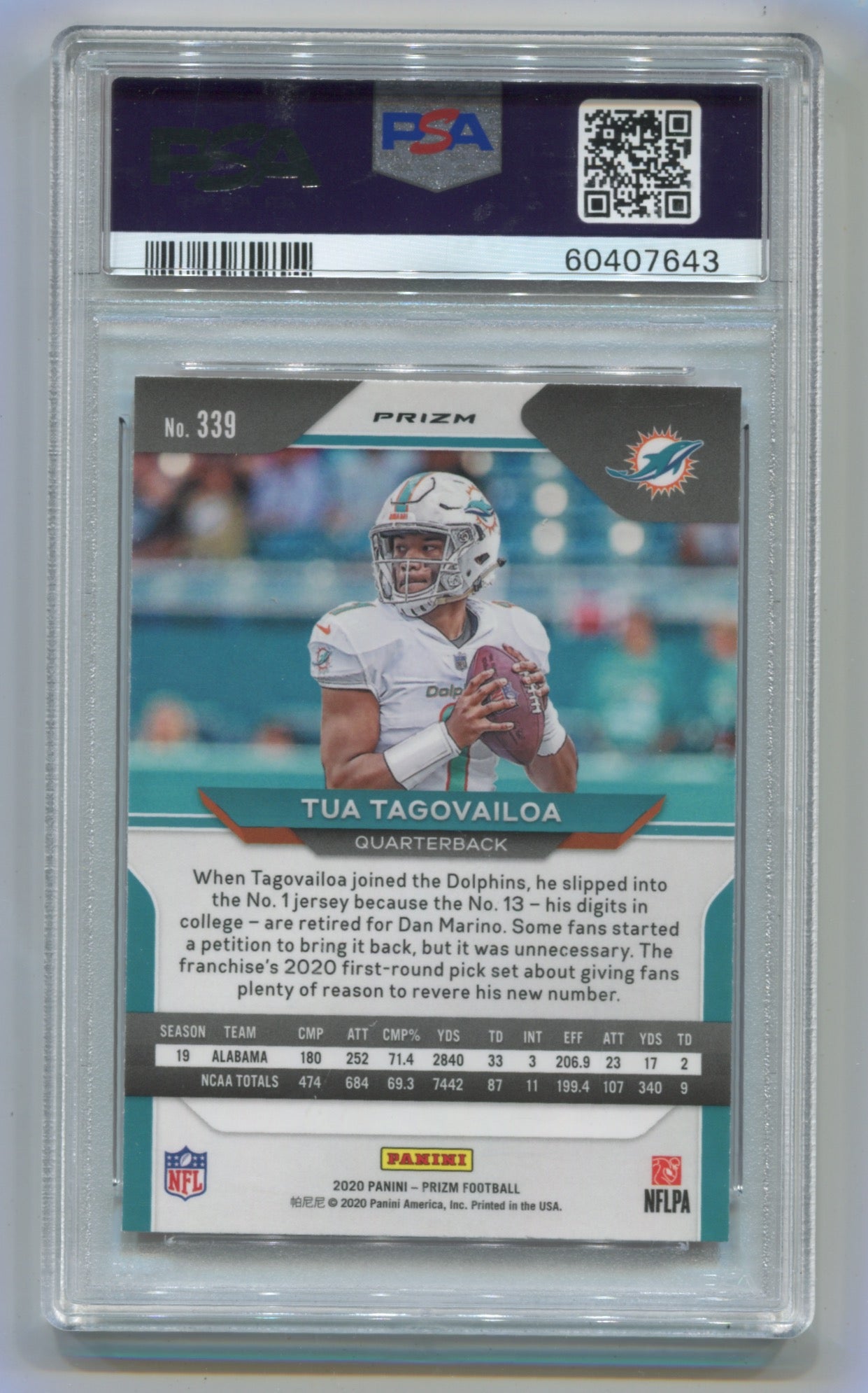 2020 Panini Prizm Lazer Prizm #339 Tua Tagovailoa PSA 10 (Rookie)