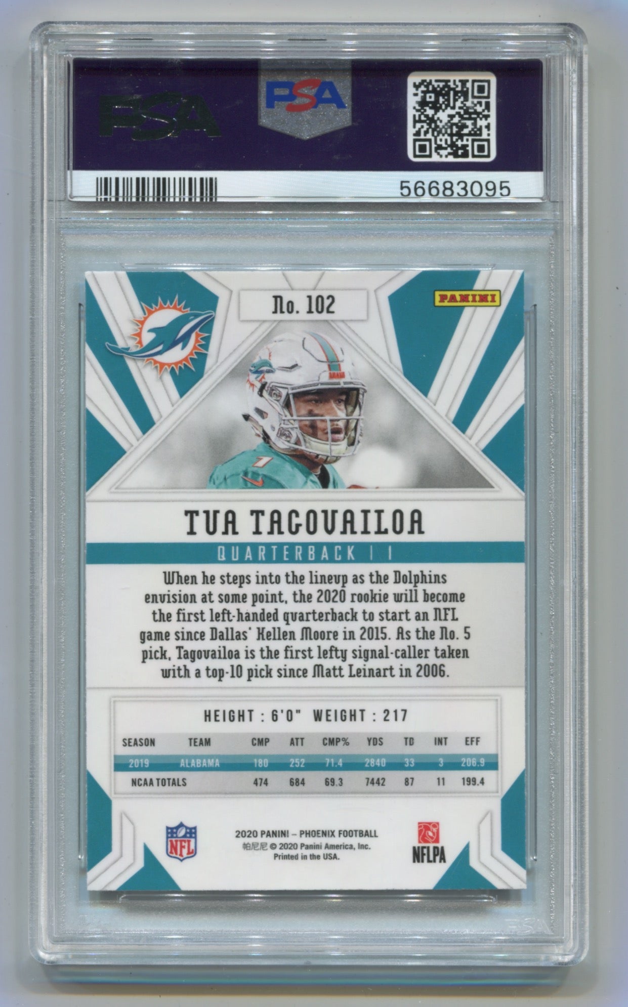 2020 Panini Phoenix Fire Burst #102 Tua Tagovailoa PSA 10 (Rookie)