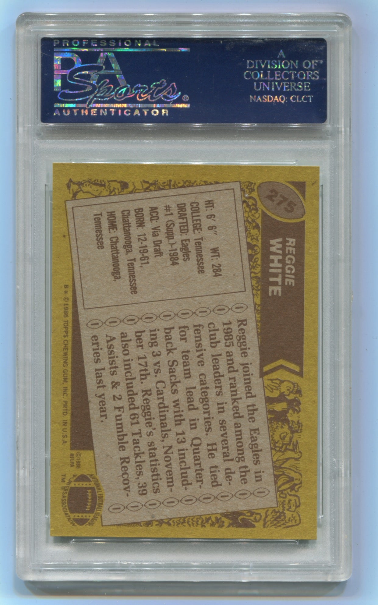 1986 Topps #275 Reggie White PSA 8 (Rookie)