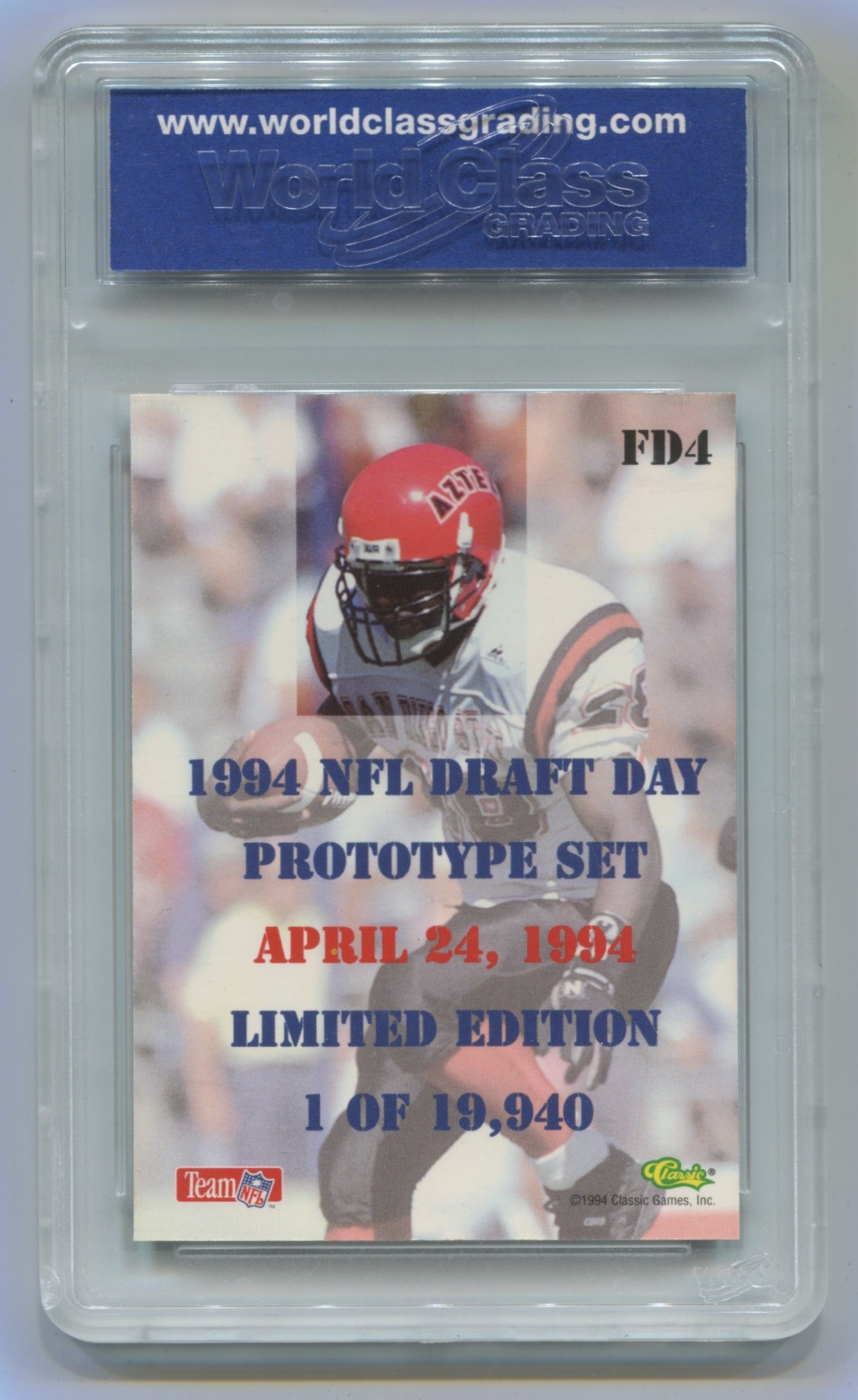 1994 Classic NFL Draft Day Prototype #FD-4 Marshall Faulk WCG 10 (Rookie)