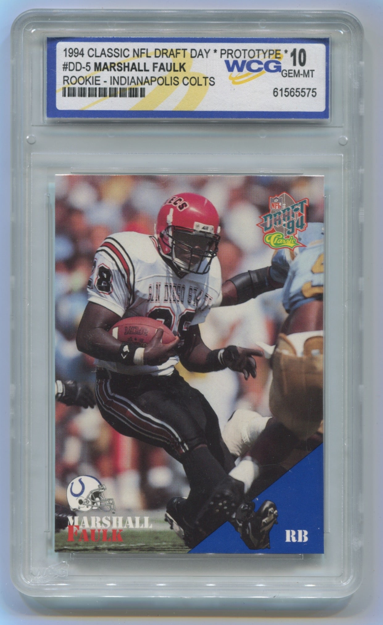 1994 Classic NFL Draft Day Prototype #DD-5 Marshall Faulk WCG 10 (Rookie)