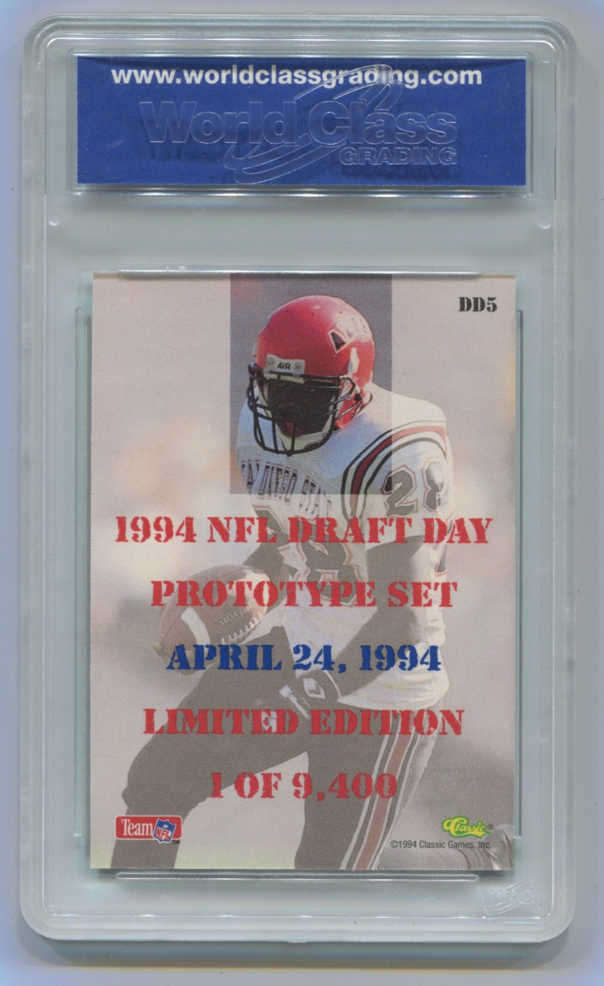 1994 Classic NFL Draft Day Prototype #DD-5 Marshall Faulk WCG 10 (Rookie)