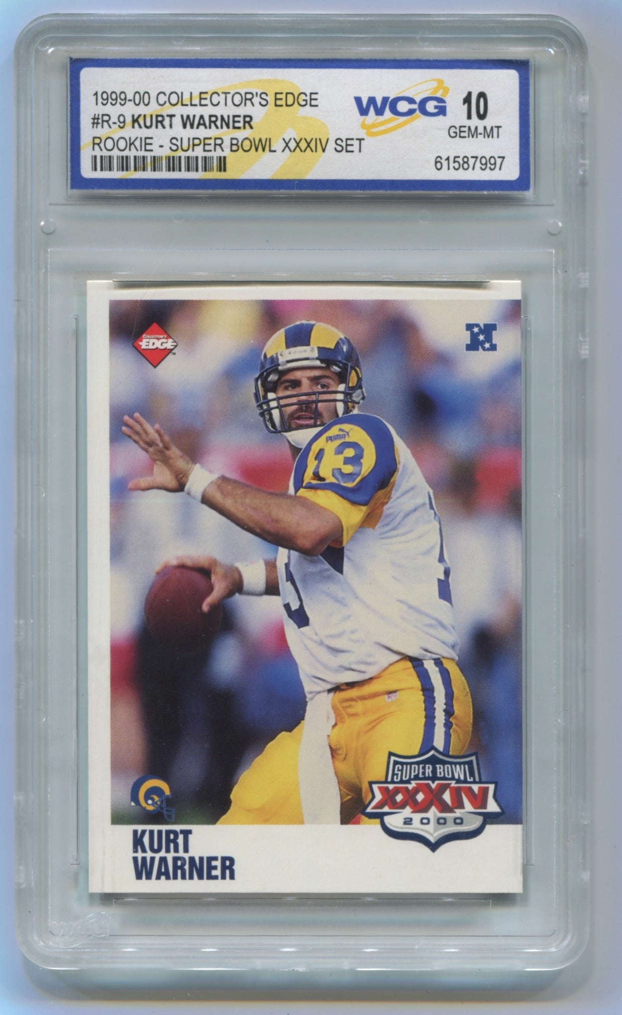 1999-00 Collector's Edge Super Bowl XXXIV Set #R-9 Kurt Warner WCG 10 (Rookie)