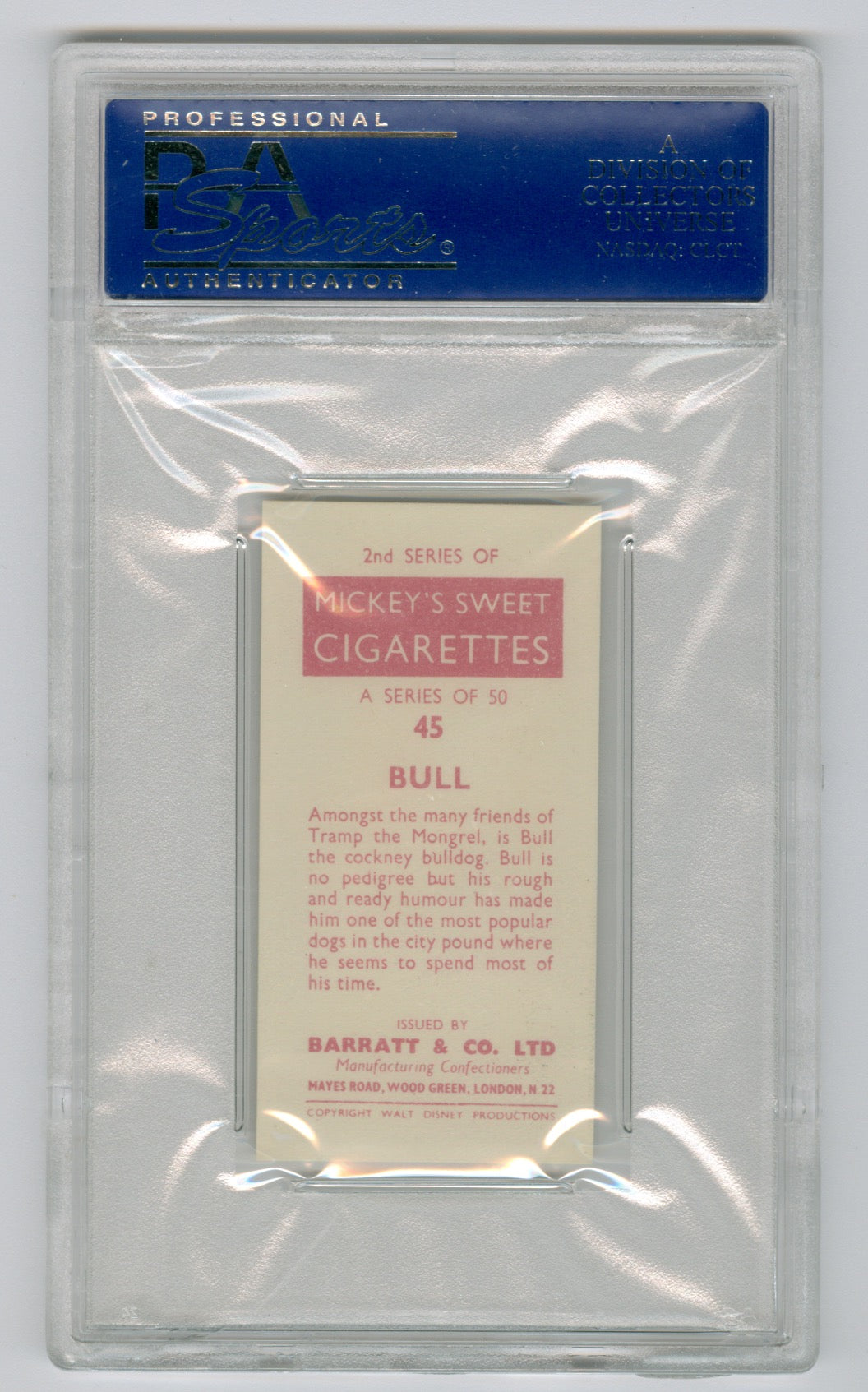 1957 Barratt & Co. Ltd. Walt Disney Characters #45 Bull PSA 9