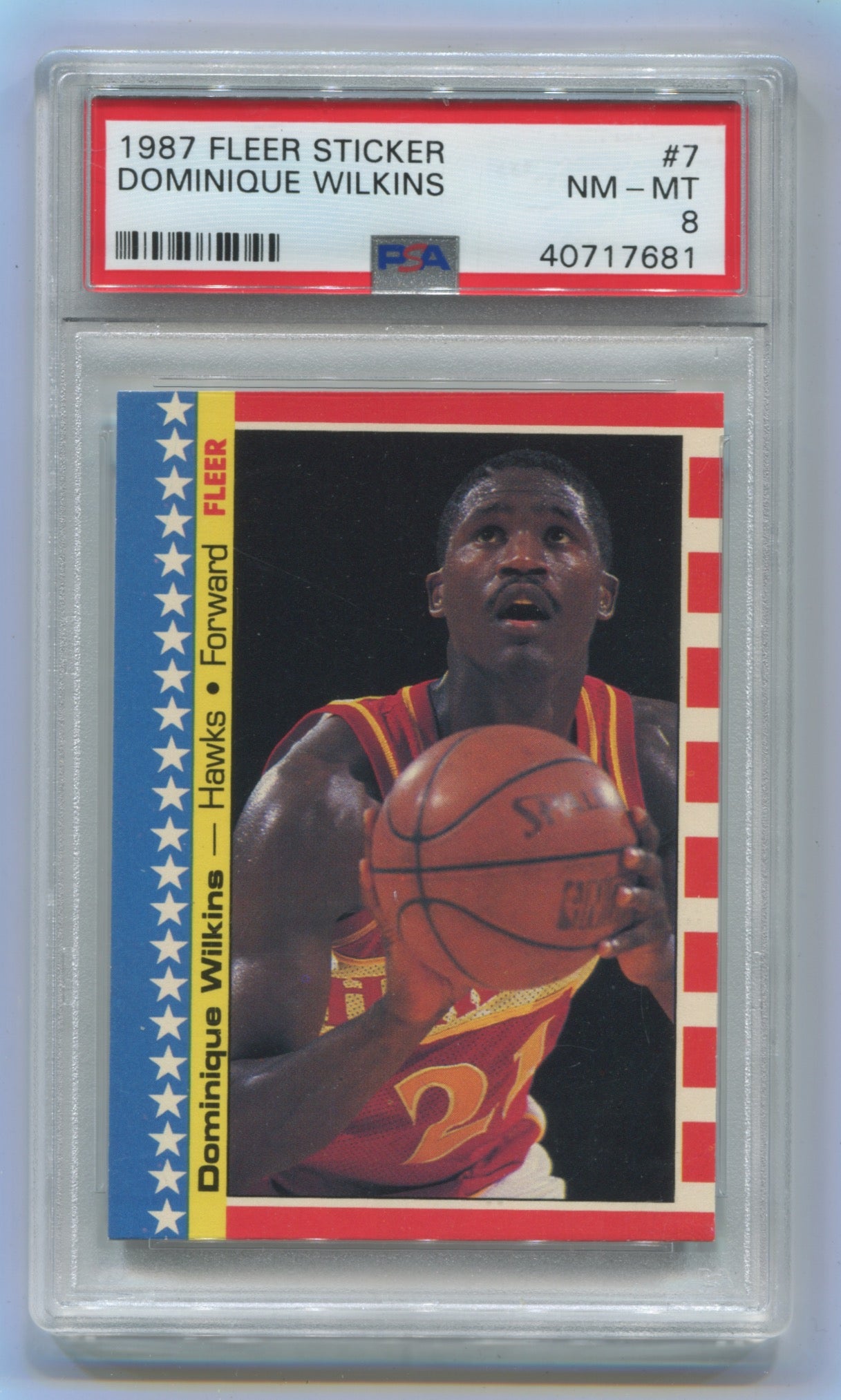 1987-88 Fleer Sticker #7 Dominique Wilkins PSA 8