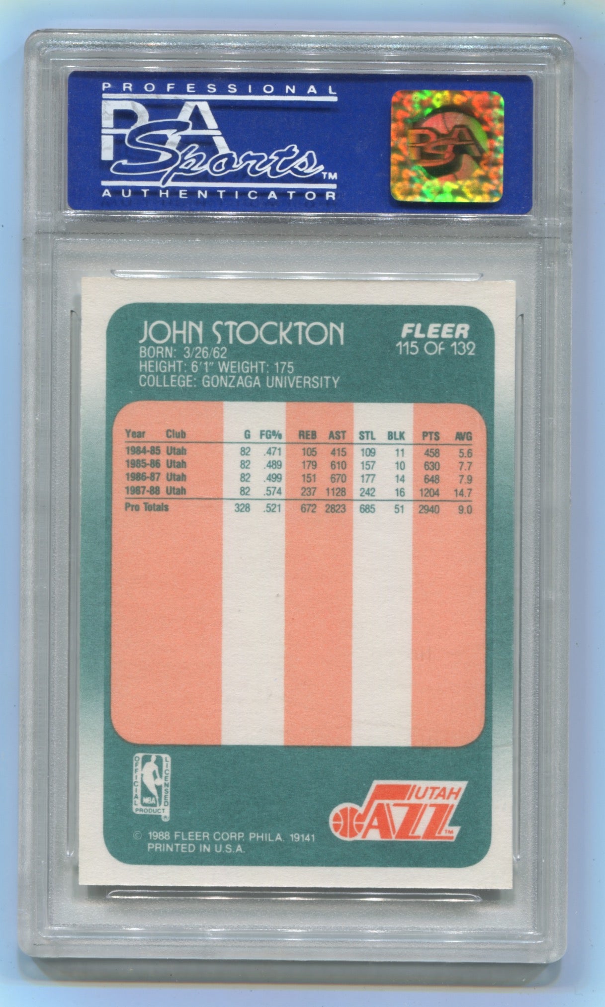 1988-89 Fleer #115 John Stockton PSA 9 (Rookie)