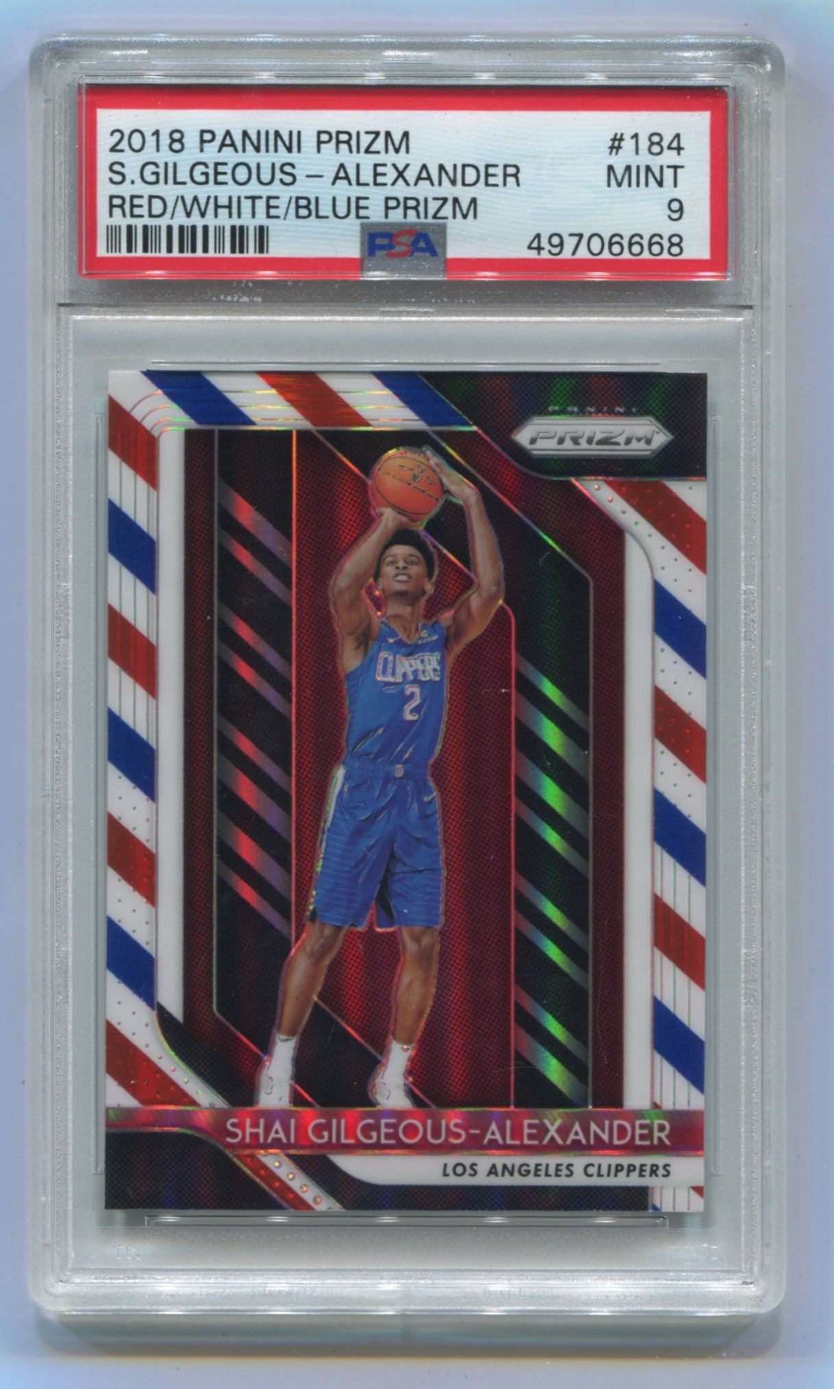 2018-19 Panini Prizm Red/White/Blue Prizm #184 Shai Gilgeous-Alexander PSA 9 (Rookie)