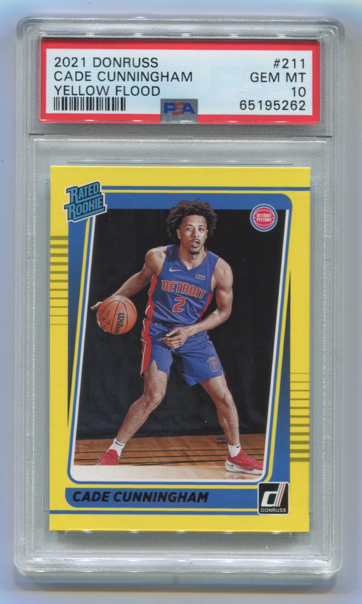 2021-22 Donruss Yellow Flood #211 Cade Cunningham PSA 10 (Rookie)