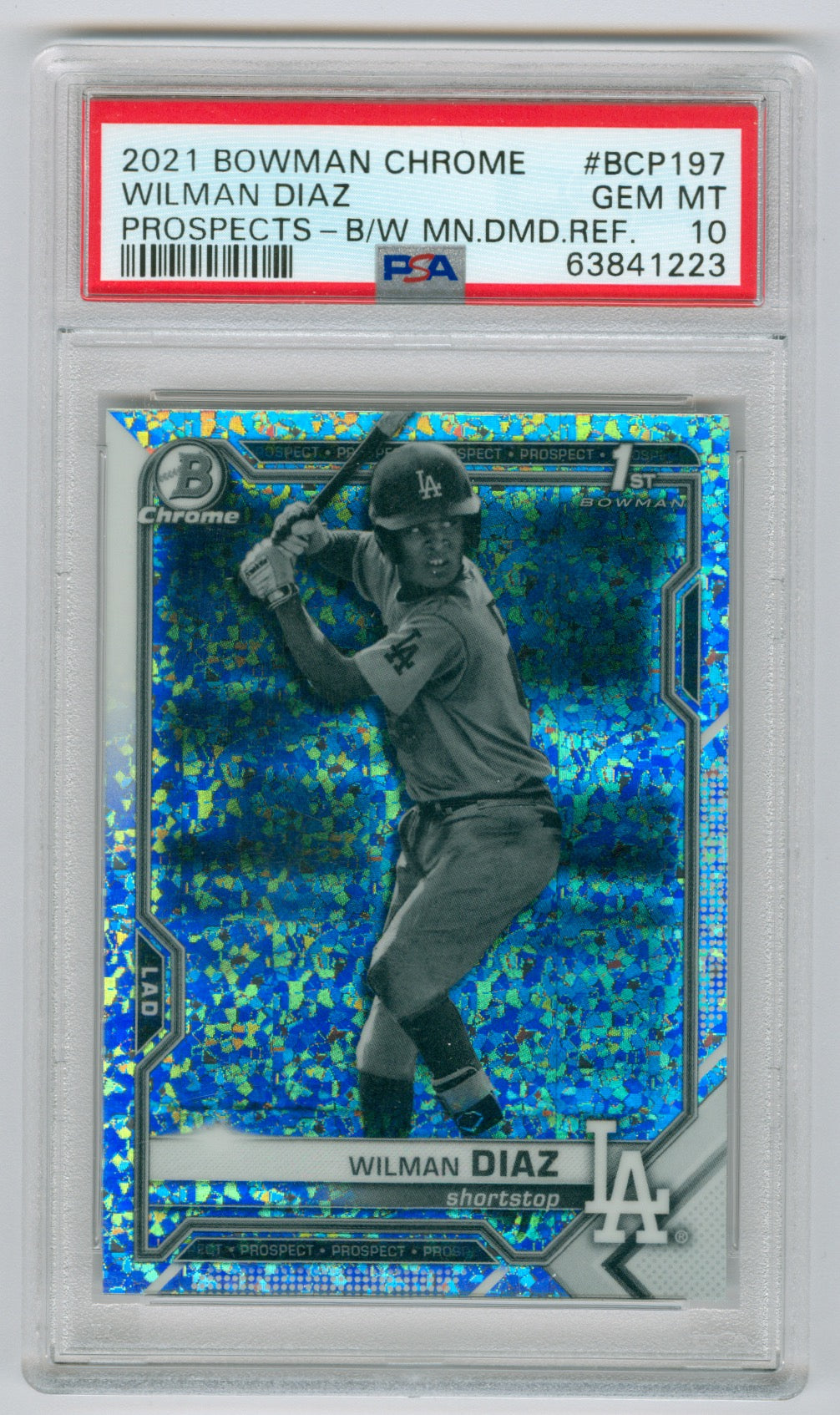 2021 Bowman Chrome Prospects Black & White Mini Diamond Refractor #BCP197 Wilman Diaz PSA 10 | Eastridge Sports Cards