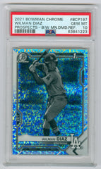 2021 Bowman Chrome Prospects Black & White Mini Diamond Refractor #BCP197 Wilman Diaz PSA 10 | Eastridge Sports Cards