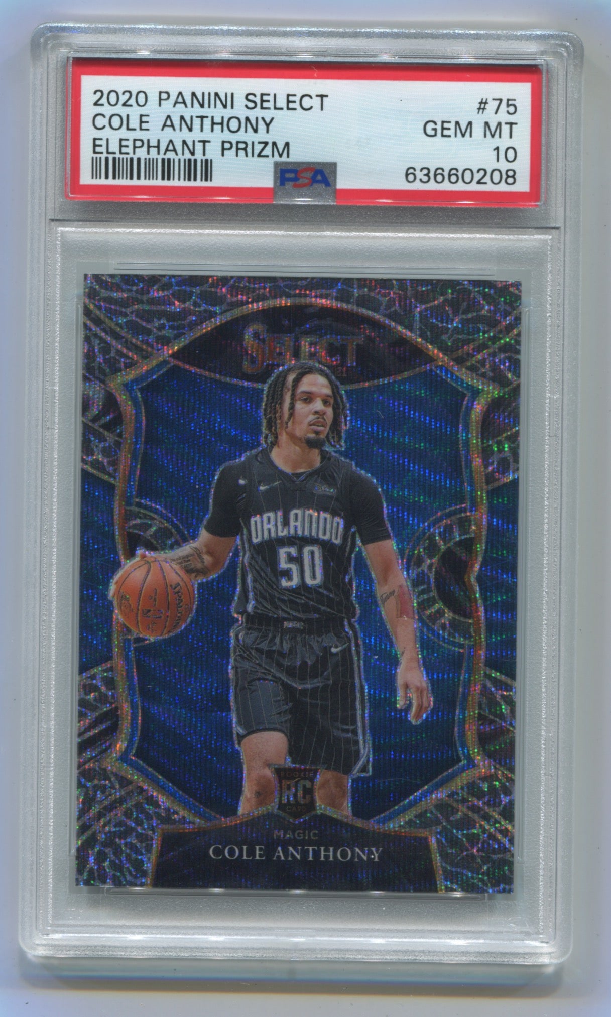 2020-21 Panini Select Elephant Prizm #75 Cole Anthony PSA 10 (Rookie)