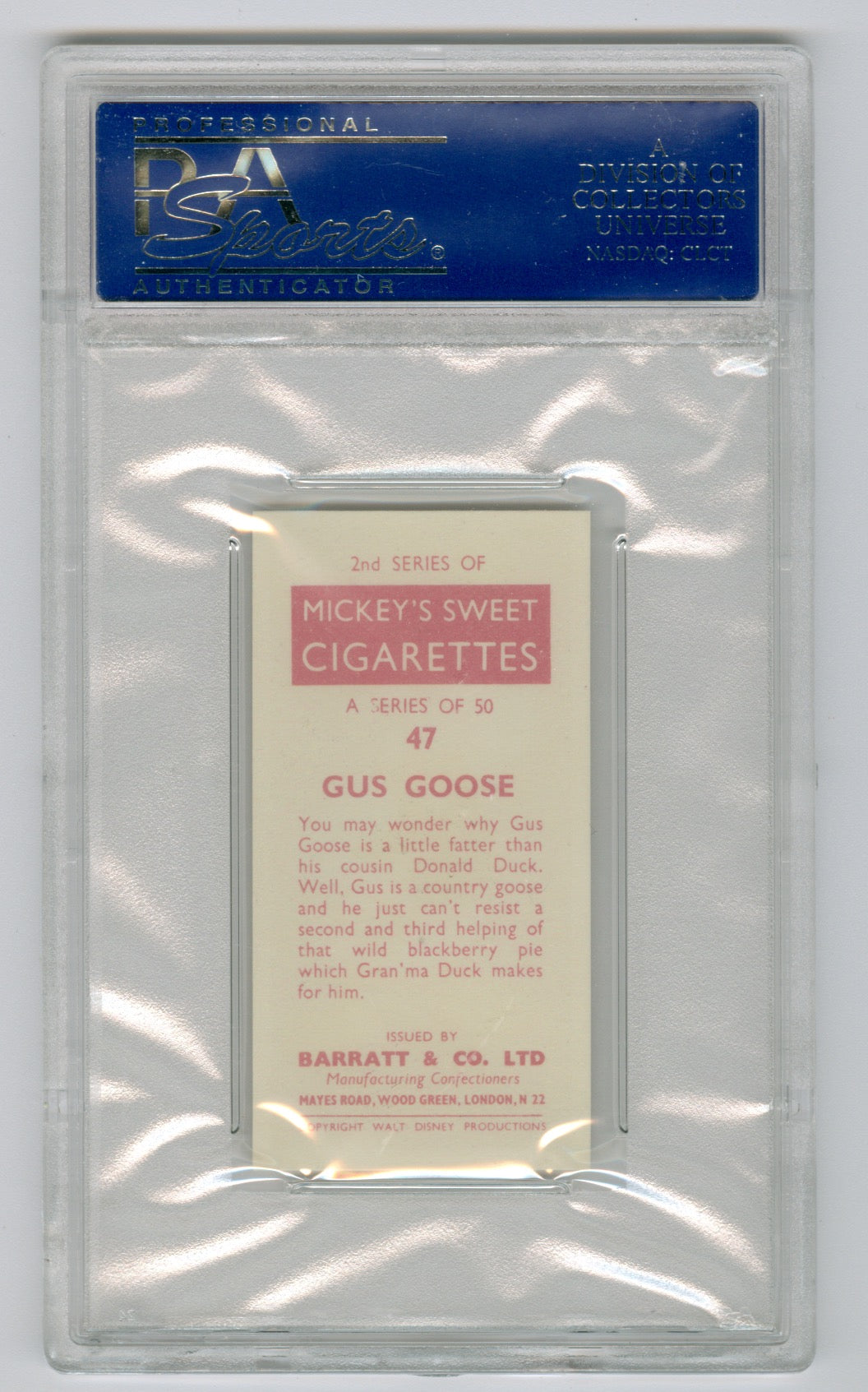 1957 Barratt & Co. Ltd. Walt Disney Characters #47 Gus Goose PSA 5.5