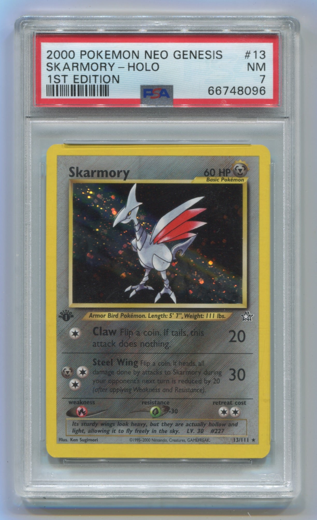 2000 Pokemon Neo Genesis 1st Edition #13 Skarmory - Holo PSA 7
