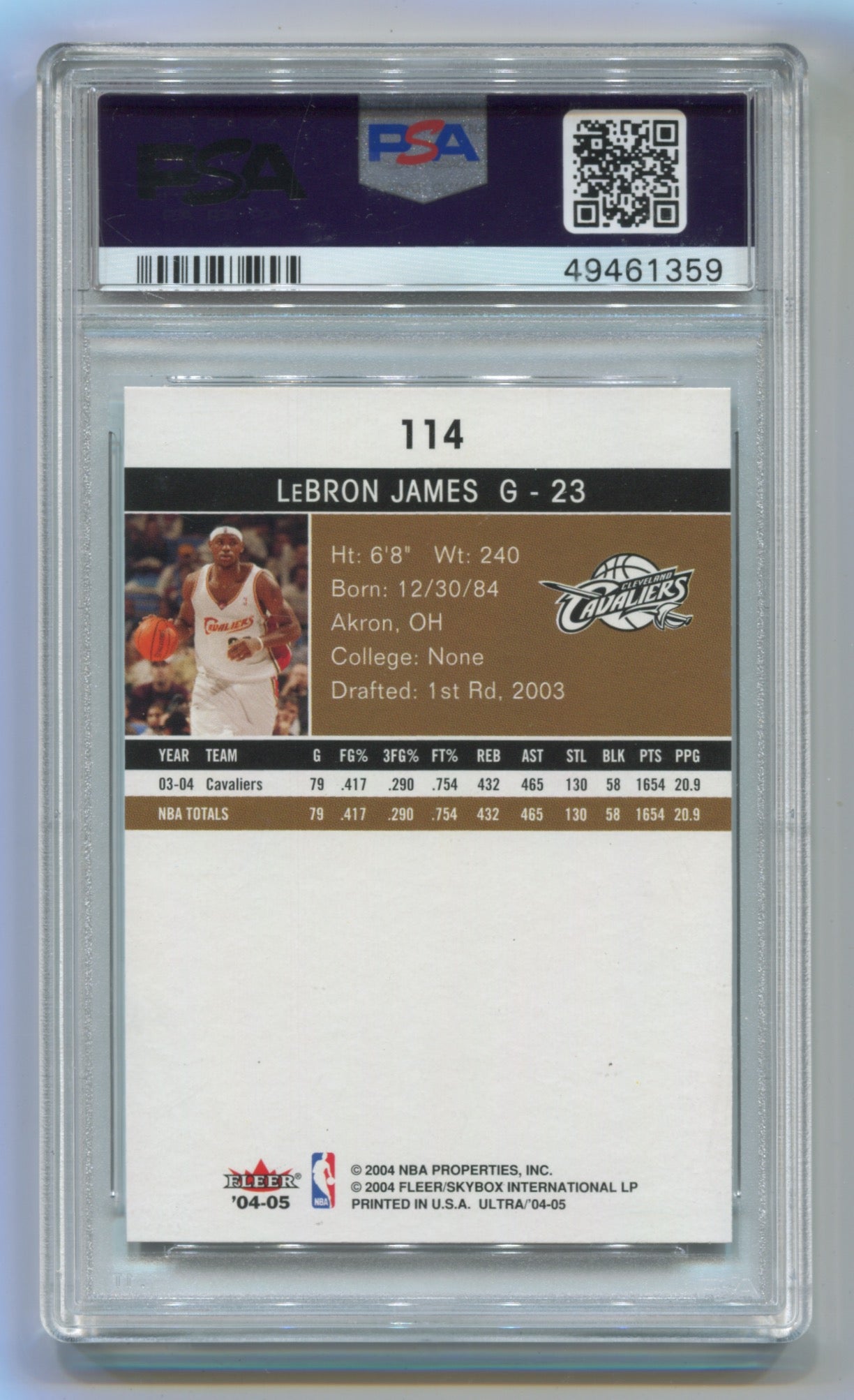 2004-05 Fleer Ultra #114 LeBron James PSA 9