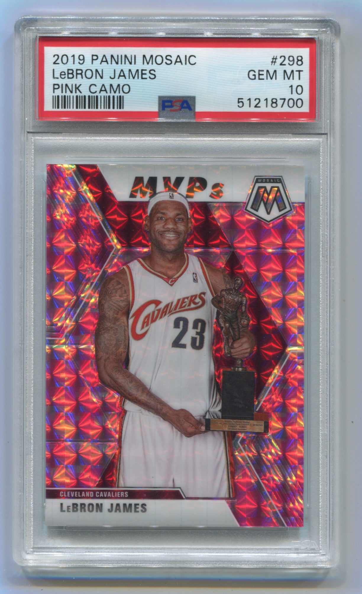 2019-20 Panini Mosaic Pink Camo #298 LeBron James PSA 10