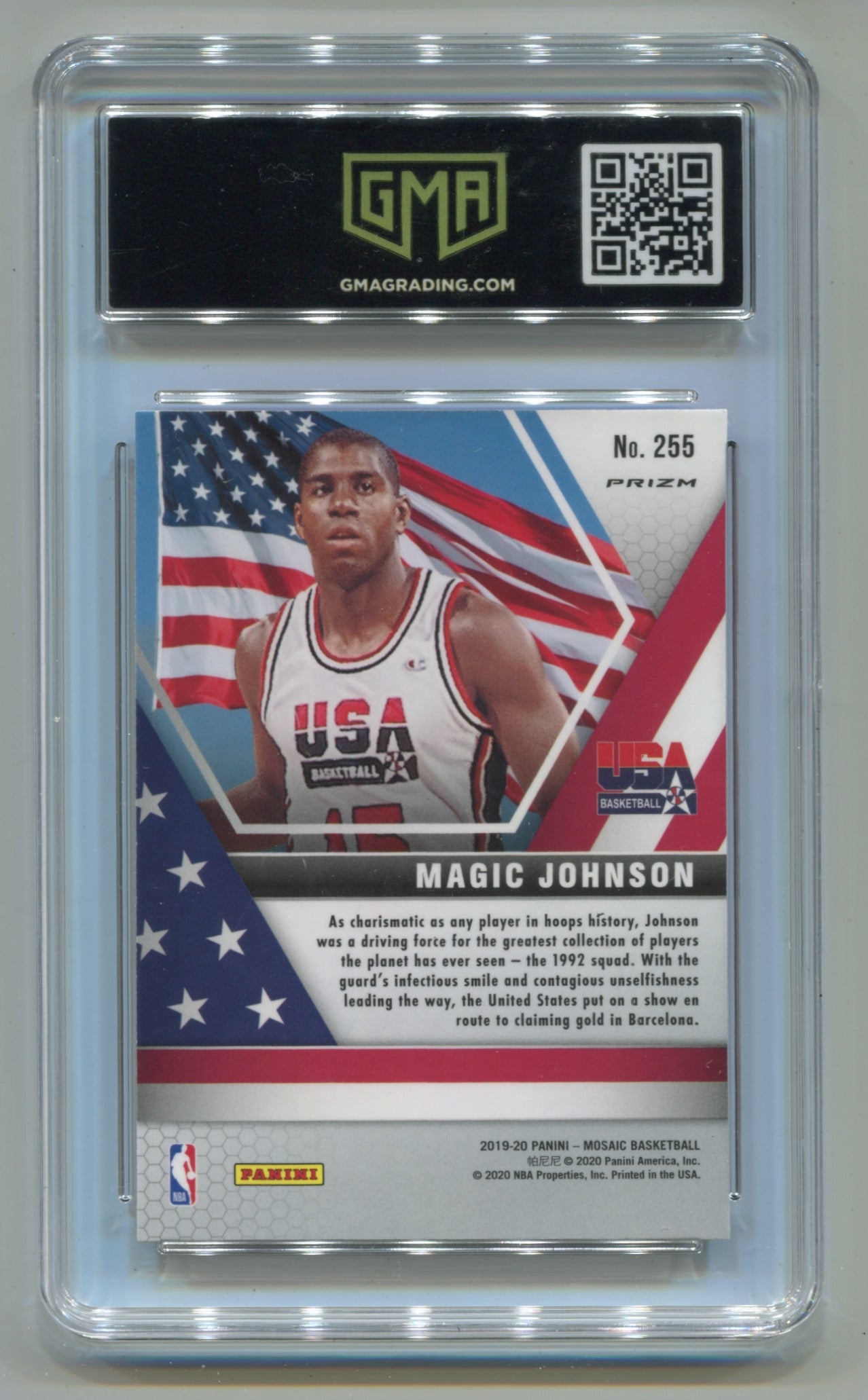 2019-20 Panini Mosaic Reactive Orange #255 Magic Johnson GMA 10