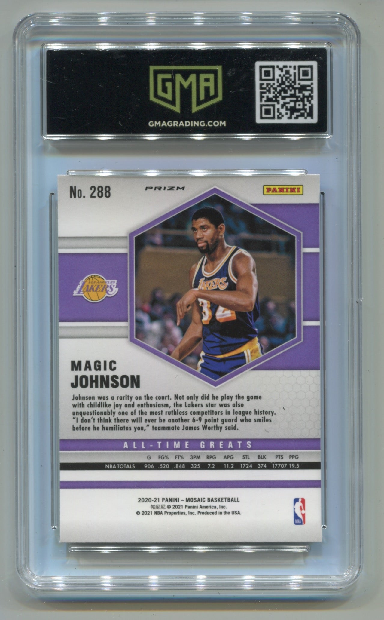 2020-21 Panini Mosaic Reactive Orange #288 Magic Johnson GMA 10