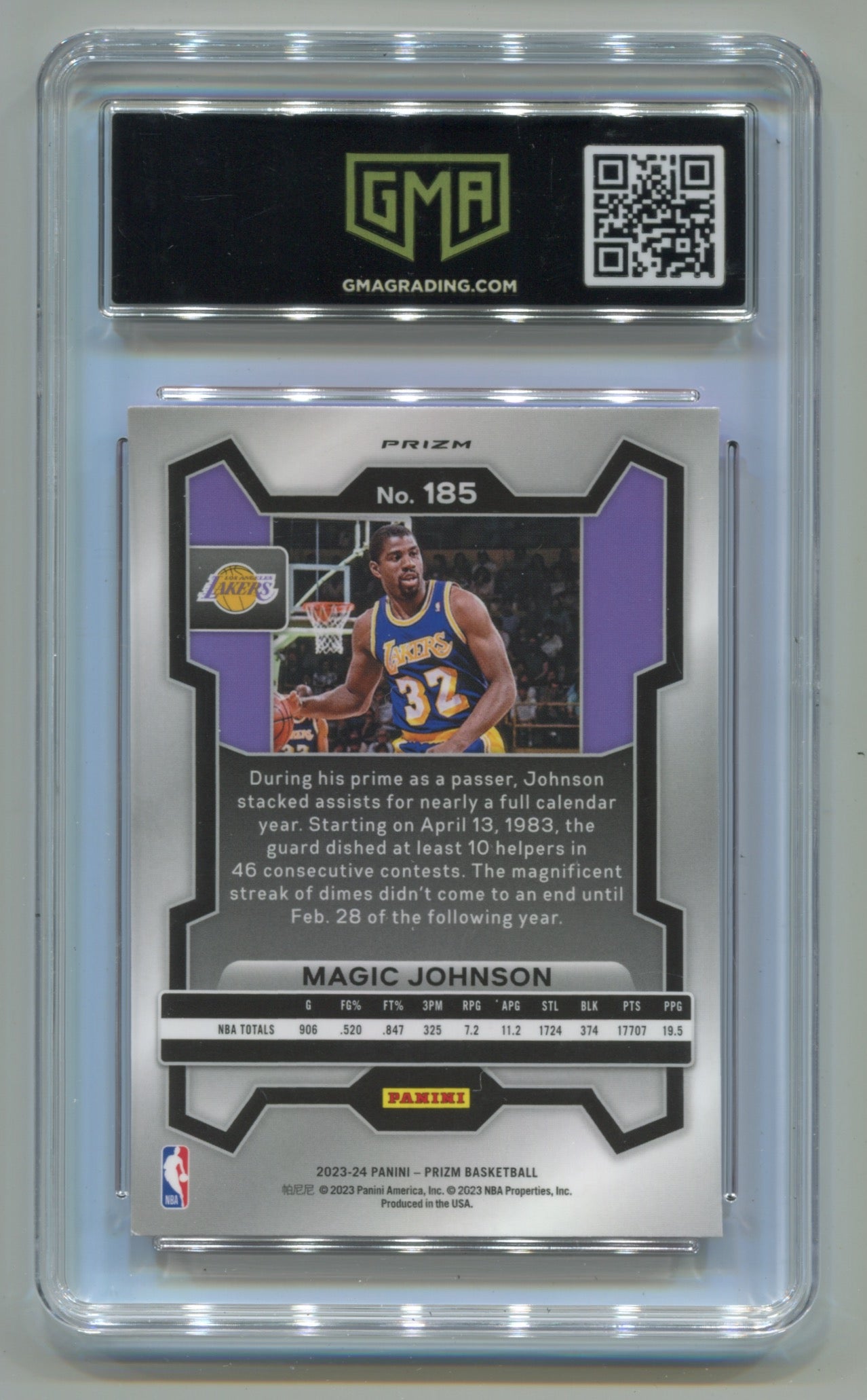 2023-24 Panini Prizm Pink Ice Prizm #185 Magic Johnson GMA 10