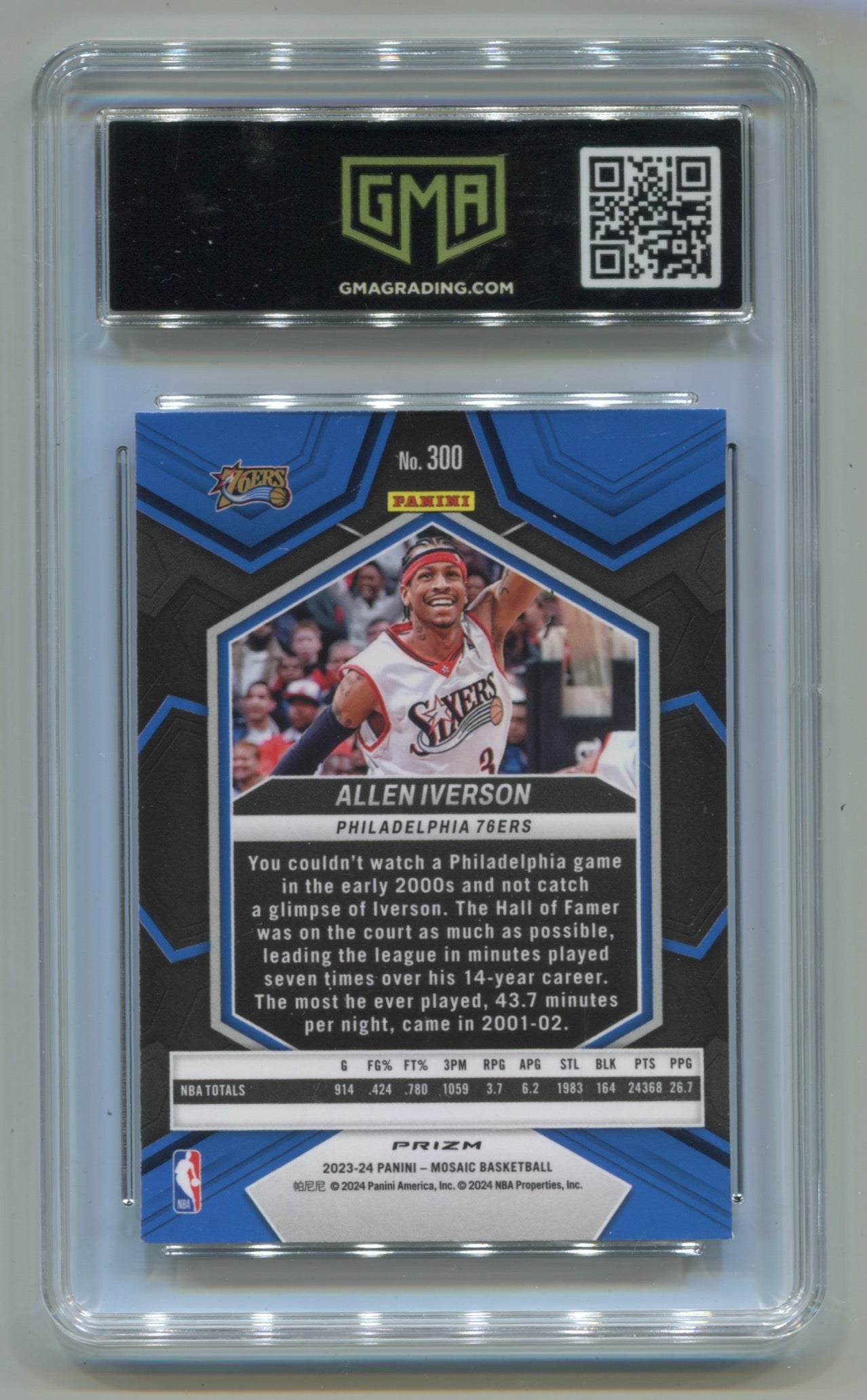 2023-24 Panini Mosaic Reactive Blue #300 Allen Iverson GMA 10