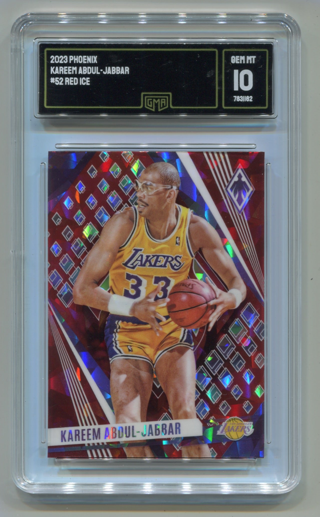 2023-24 Panini Phoenix Red Ice #52 Kareem Abdul-Jabbar GMA 10