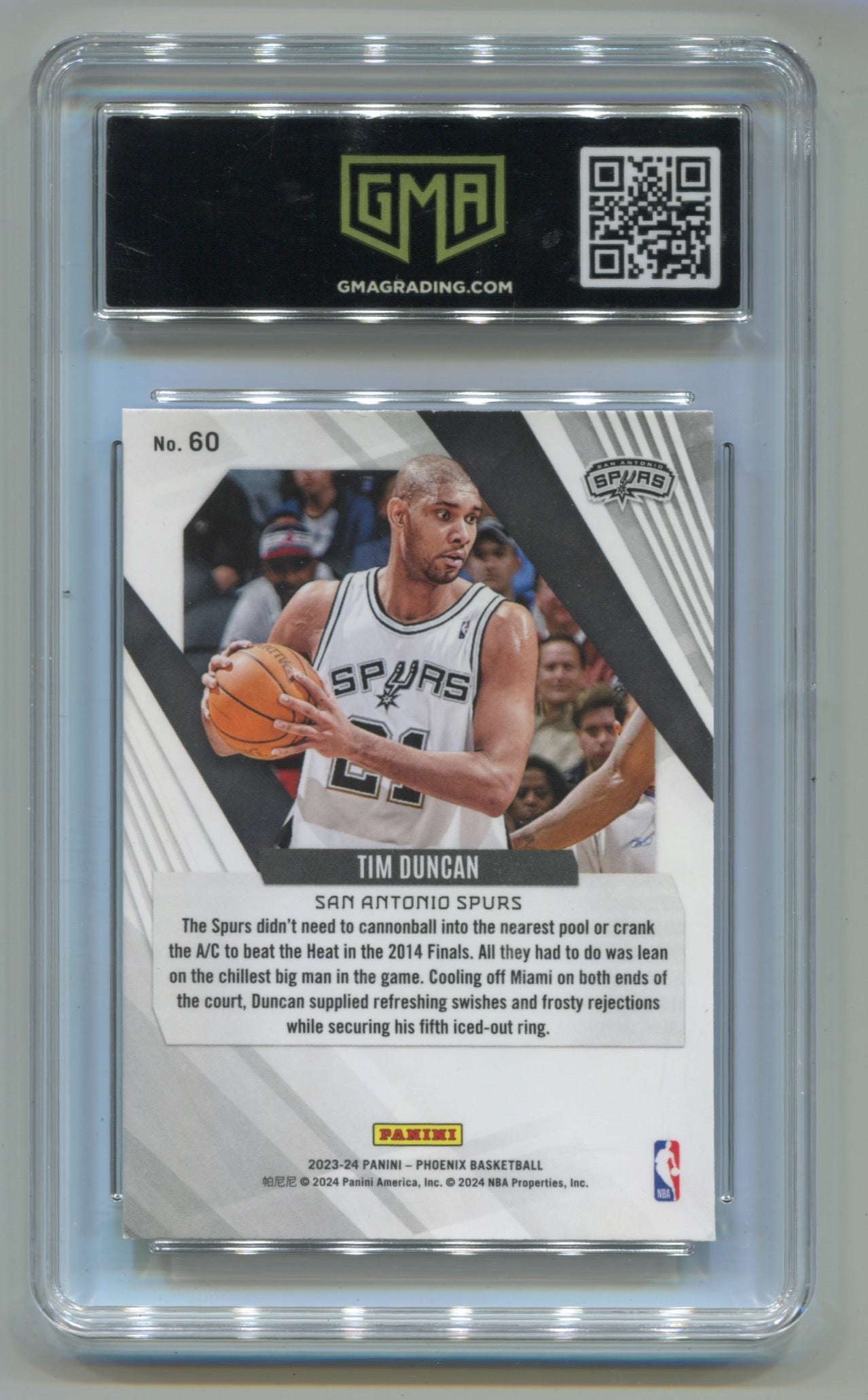 2023-24 Panini Phoenix Red Ice #60 Tim Duncan GMA 10