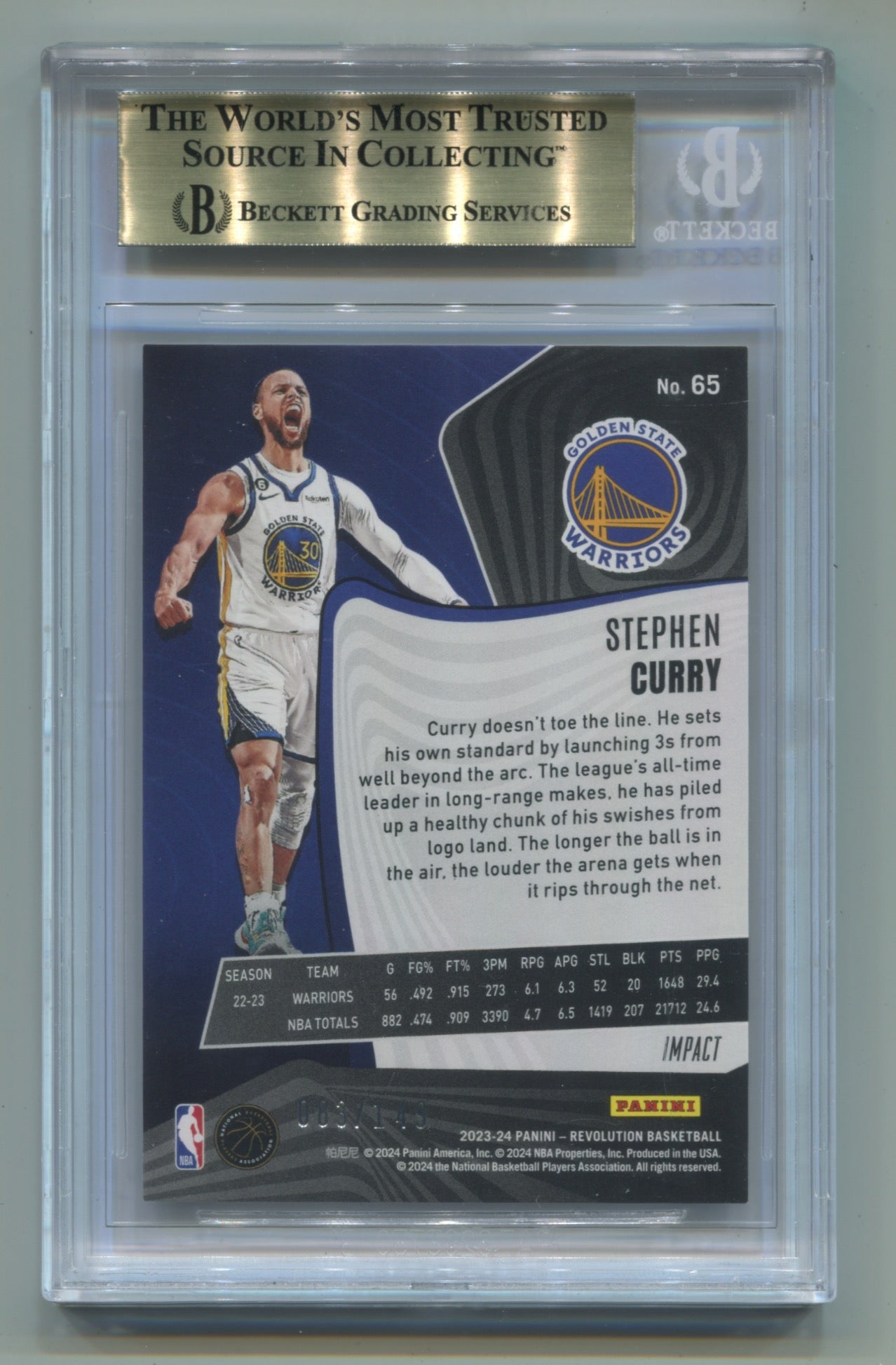 2023-24 Panini Revolution Impact #65 Stephen Curry #083/149 BGS 9.5