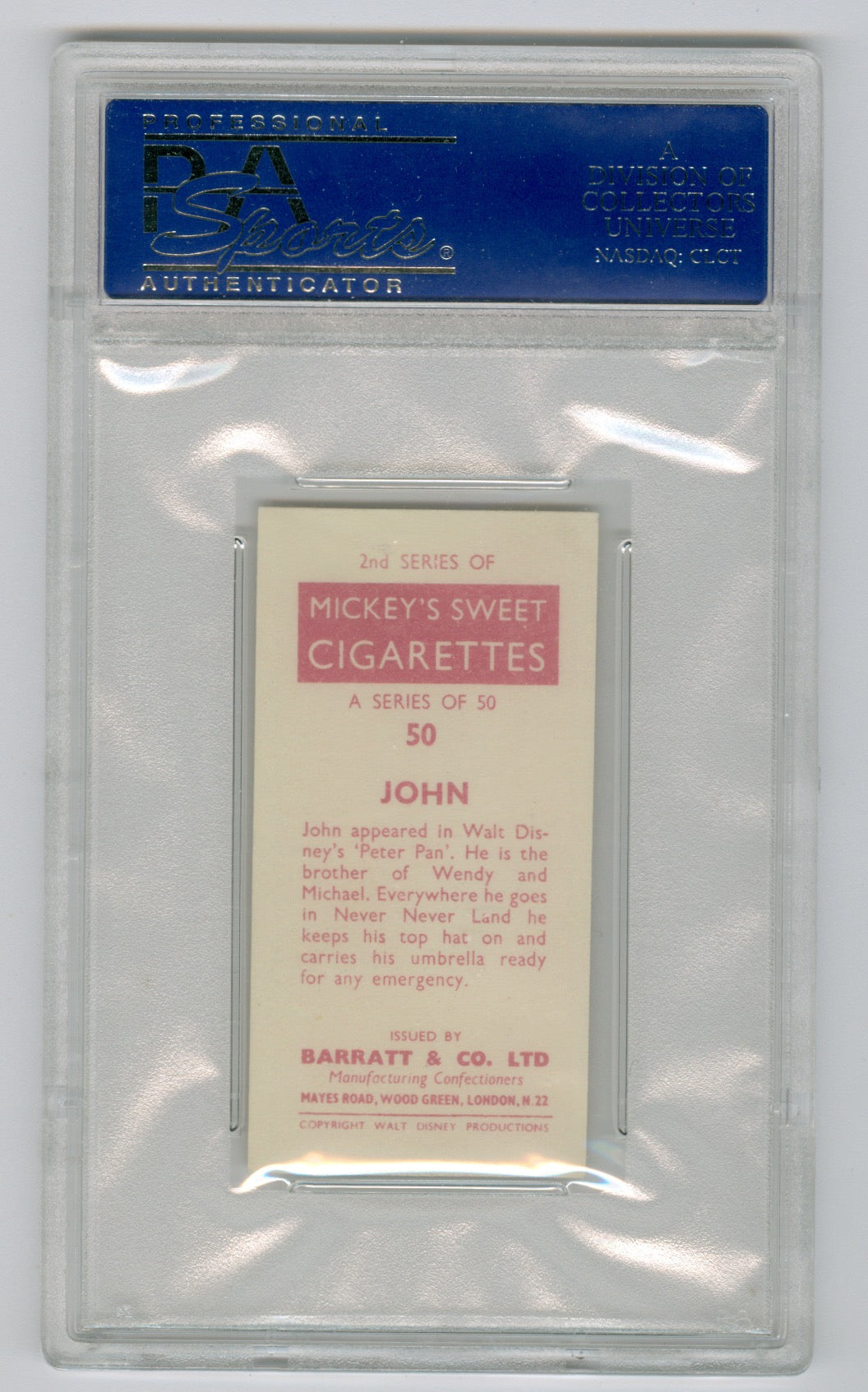 1957 Barratt & Co. Ltd. Walt Disney Characters #50 John PSA 6