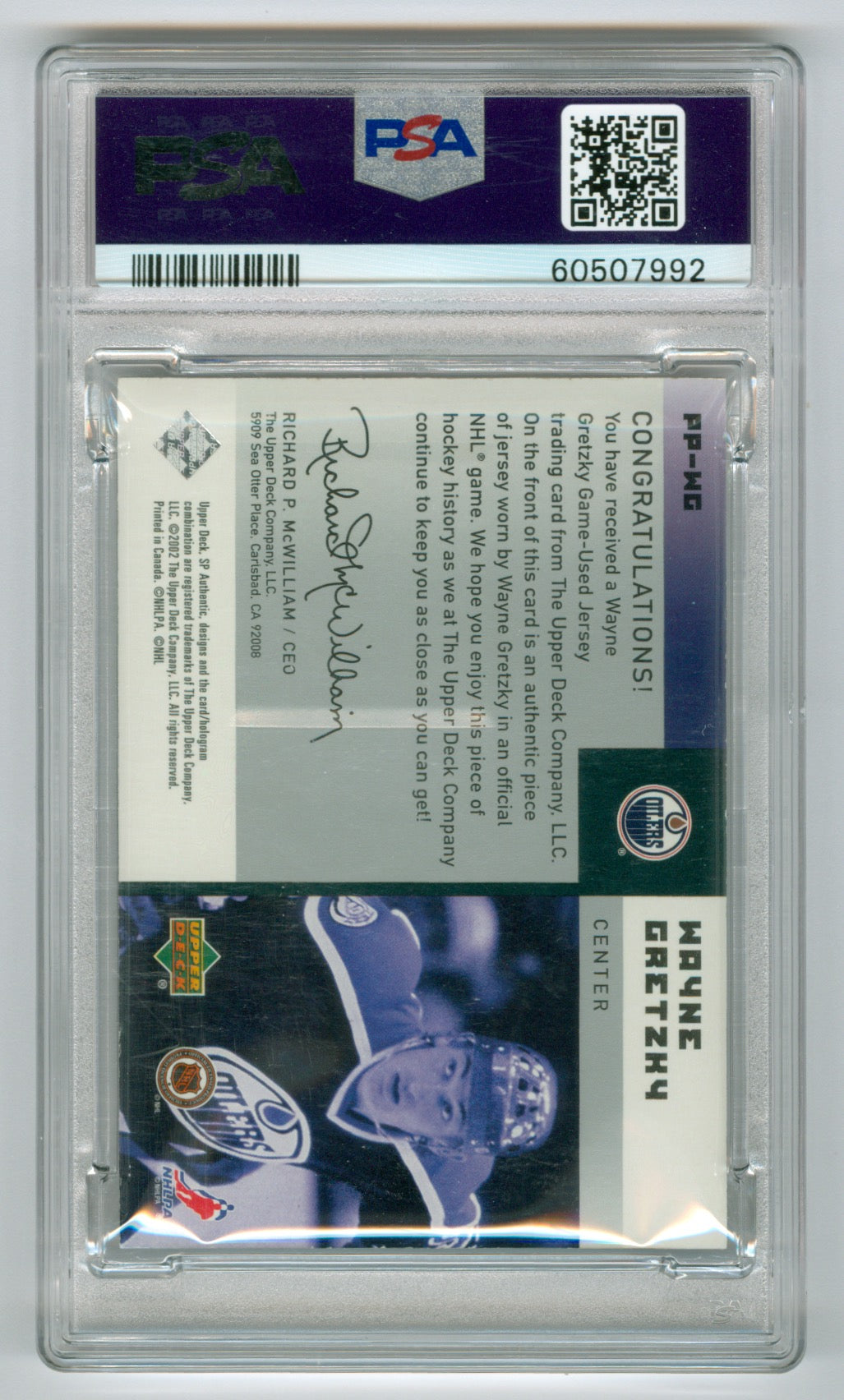 2001-02 SP Authentic Personal Prolifics Jersey #PP-WG Wayne Gretzky #79/92 PSA 9