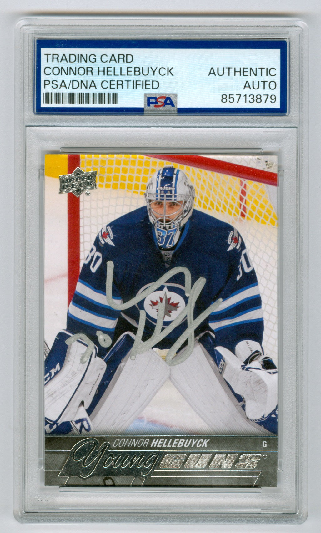 2015-16 Upper Deck #214 Connor Hellebuyck Signed Trading Card PSA/DNA Authentic