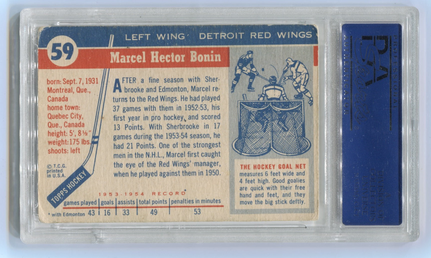 1954-55 Topps #59 Marcel Bonin PSA 3 (Rookie) | Eastridge Sports Cards