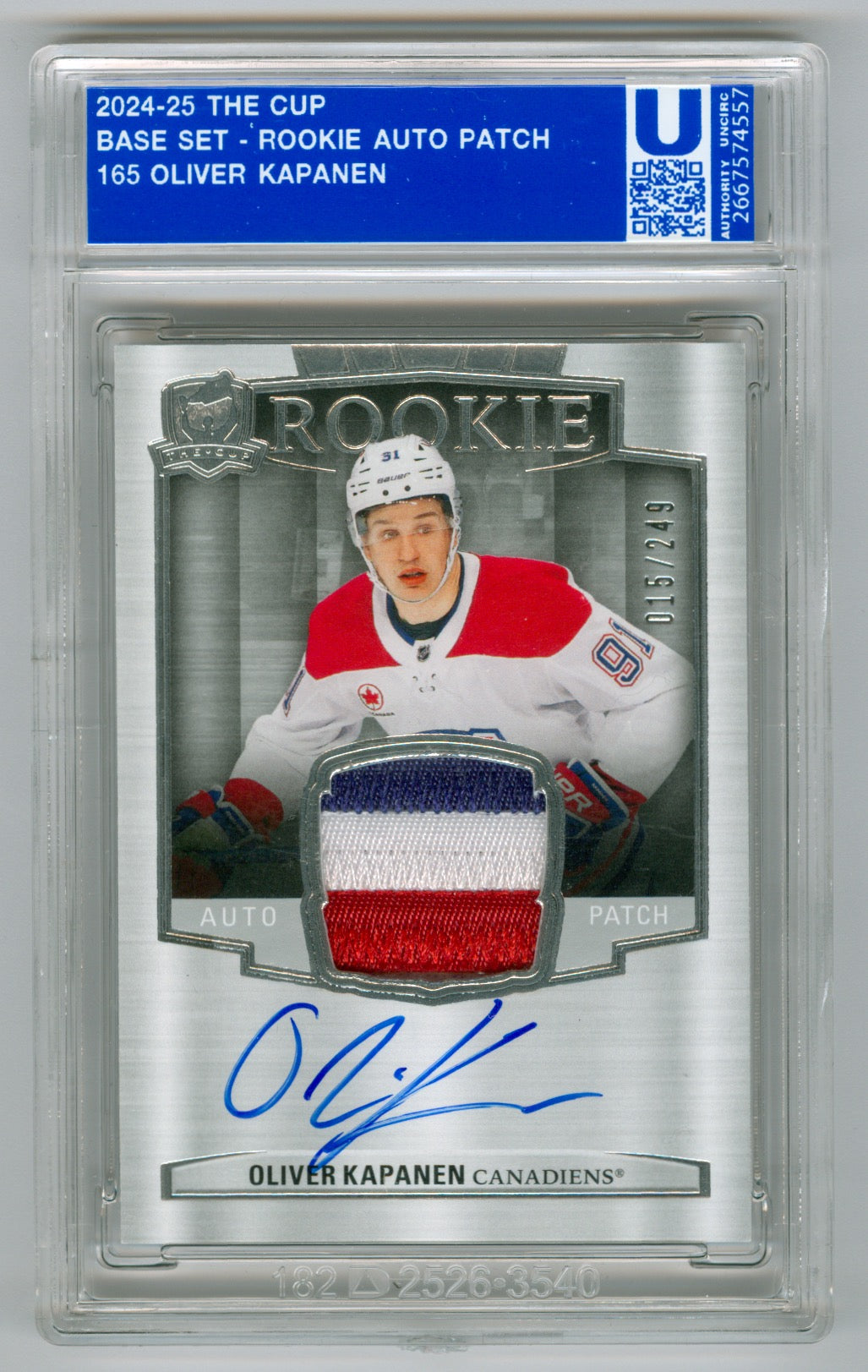 2024-25 Upper Deck The Cup #165 Oliver Kapanen #015/249 (Rookie)