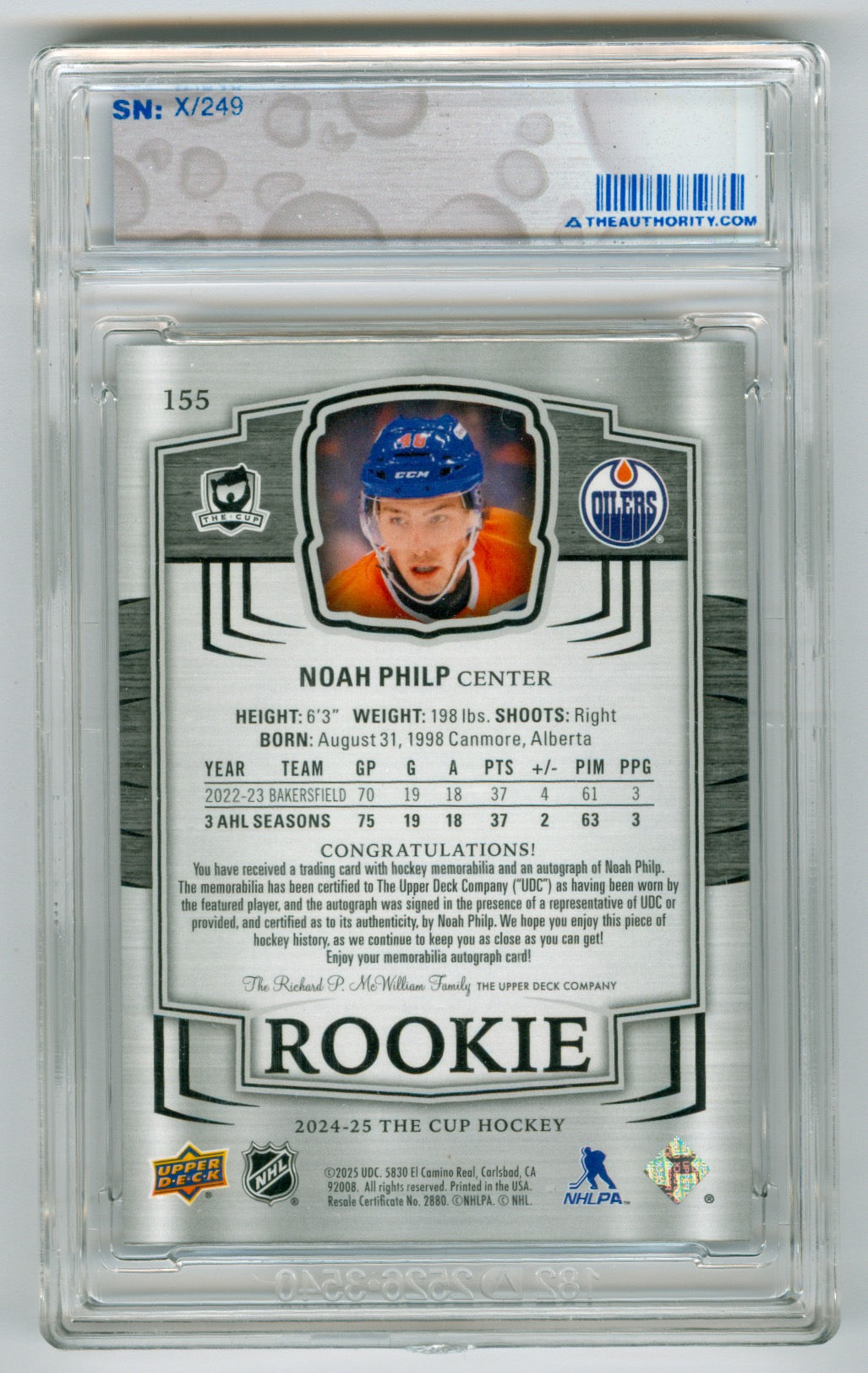 2024-25 Upper Deck The Cup #155 Noah Philp #047/249 (Rookie)