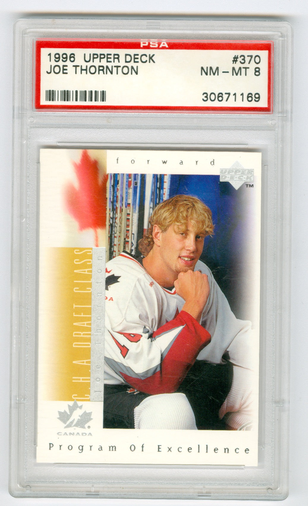1996-97 Upper Deck #370 Joe Thornton PSA 8 (Rookie) | Eastridge Sports Cards