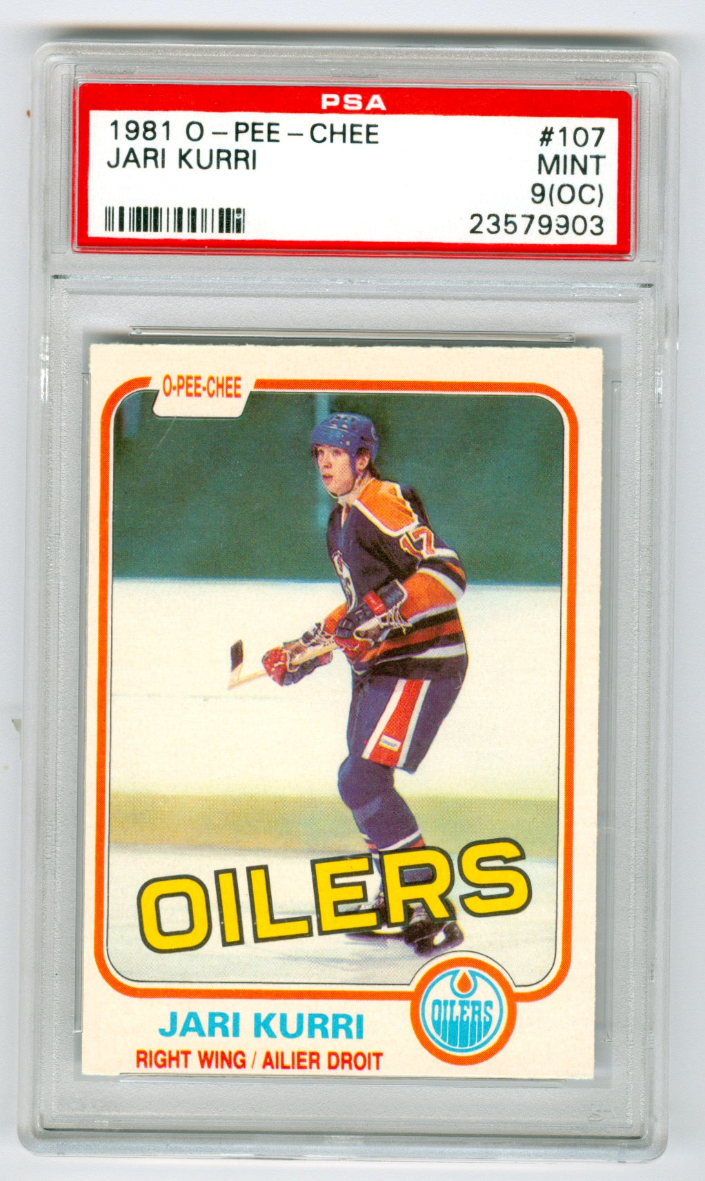 1981-82 O-Pee-Chee #107 Jari Kurri PSA 9(OC) (Rookie) | Eastridge Sports Cards