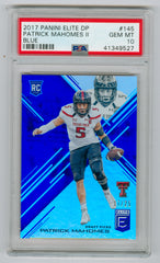 2017 Elite Draft Picks Blue #145 Patrick Mahomes II #17/25 PSA 10 (Rookie) | Eastridge Sports Cards