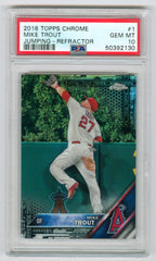 2016 Topps Chrome Refractor #1 Mike Trout (Jumping) PSA 10 | Eastridge Sports Cards