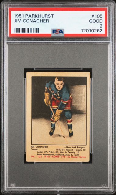 1951-52 Parkhurst #105 Jim Conacher PSA 2 (Rookie)