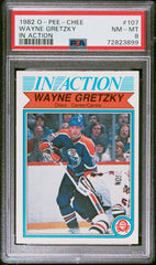1982-83 O-Pee-Chee #107 Wayne Gretzky- In Action PSA 8 | Eastridge Sports Cards