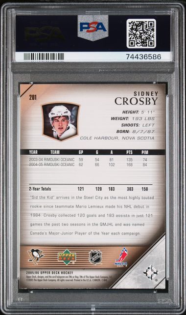 2005-06 Upper Deck #201 Sidney Crosby PSA 10 (Rookie) | Eastridge Sports Cards