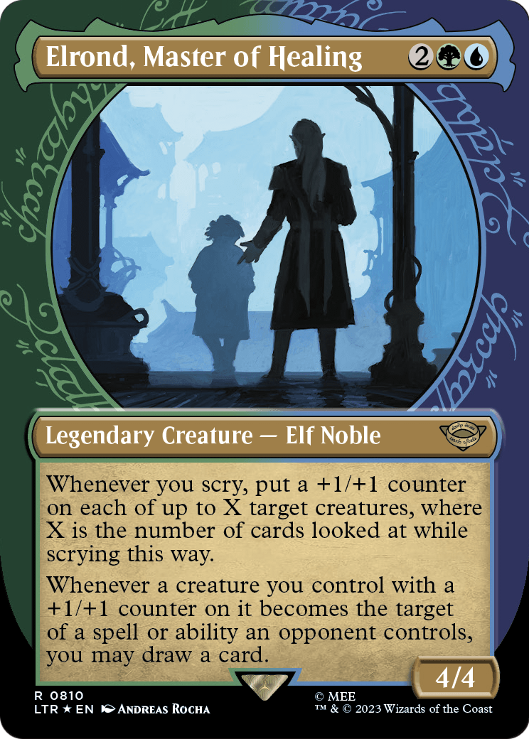 Elrond, Master of Healing (Showcase) (Surge Foil) (LTR-810) - The Lord of the Rings: Tales of Middle-earth: (Showcase) (Borderless) Foil