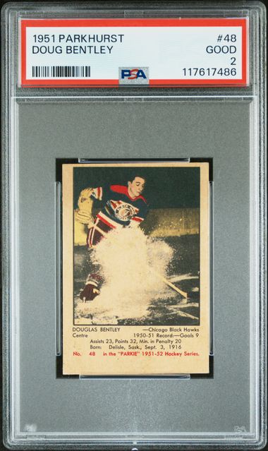 1951-52 Parkhurst #48 Doug Bentley PSA 2 (Rookie)