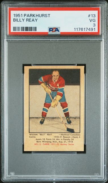 1951-52 Parkhurst #13 Billy Reay PSA 3 (Rookie)
