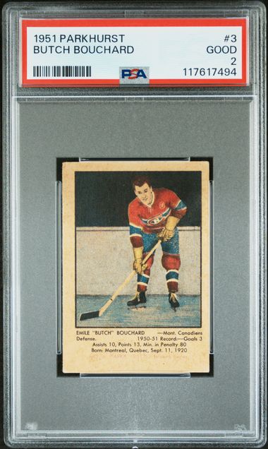 1951-52 Parkhurst #3 Butch Bouchard PSA 2 (Rookie)